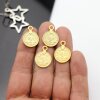 5 Pcs. Ottoman Empire Tugra Coin Pendant, Gold Plated Historical Charm, Cultural Jewelry Supply