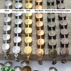 10mm Fassung für runde Chatons, Rivoli & Metallelemente - Antik Silber Armband. Hochwertiges Schmuckzubehör für DIY Projekte