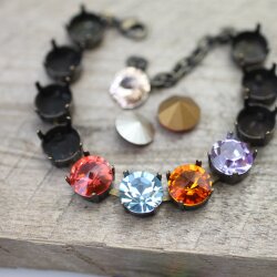 10mm Fassung für runde Chatons, Rivoli & Metallelemente - altmessing Armband. Hochwertiges Schmuckzubehör für DIY Projekte