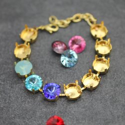 10mm Setting for Round Chatons, Rivoli & Metal Elements –Gold Cup Chain Bracelet. High-Quality Jewelry for DIY Projects