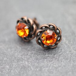 Antique Copper Post Earring Settings for 8mm Crystals – Swarovski & Preciosa Chatons/Rivoli