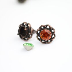 Antique Copper Post Earring Settings for 8mm Crystals – Swarovski & Preciosa Chatons/Rivoli