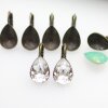 Antique Brass Earring Setting (Glue-In) for 14x10 mm Swarovski 4320 Pear Crystals