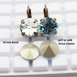 Earring setting for Swarovski Crystals Xirius Chaton 1028, 1088 or 1122 Rivoli, ss47 -10 mm