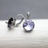 Antique Silver Round 12 mm Dangle Earring Setting Fit Swarovski Rivoli 1122