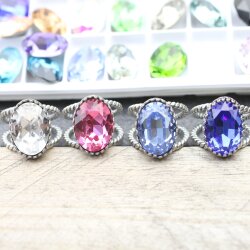 Ring setting twisted for 18x13 mm Oval Swarovski Crystals