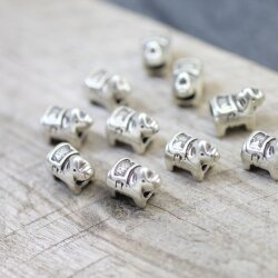 10 Elephant Shaped Metal Beads for Jewelry Making – Antique Silver Finish