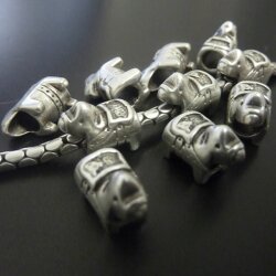 10 Elephant Shaped Metal Beads for Jewelry Making – Antique Silver Finish