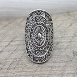 Silber Mandala Ring Großer ovaler Ring