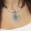 leather Necklace with metal element Flower