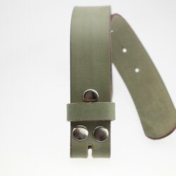 Ledergürtel, 4 cm, 100 % Büffelleder - Khaki