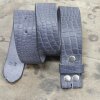 Ledergürtel, 4 cm, 100 % Büffelleder - Croco Look Blau Matt