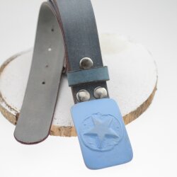 leather belts, 4 cm, 100 % Cow leather - Blau