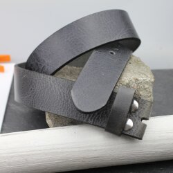 Casual press button leather belt 4 cm Cow leather Dark Grey