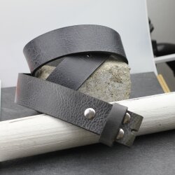 Casual press button leather belt 4 cm Cow leather Dark Grey