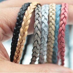 5x2 mm  Flat Braided Leather Cord 1 m