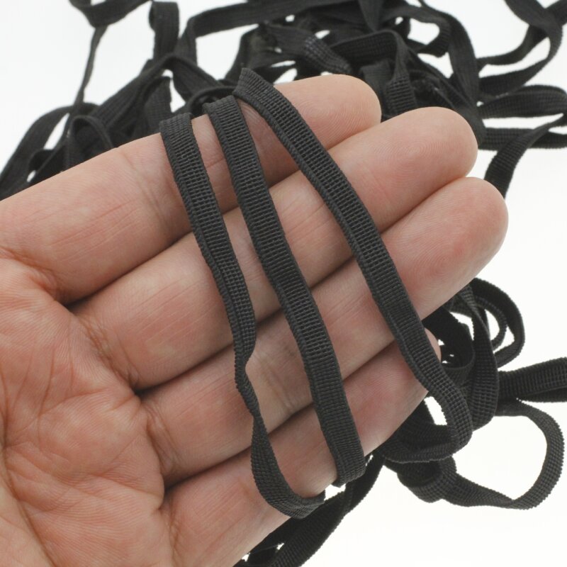 10 m Flat Elastic Cord 5 mm, black