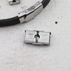 1 Stainless Steel Leather Cord Clasps 25x14 mm  (Ø 10x3 mm)