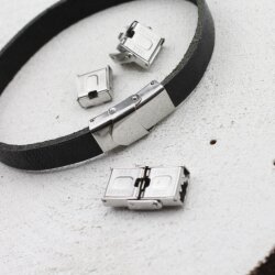 1 Stainless Steel Leather Cord Clasps 25x14 mm  (Ø 10x3 mm)