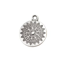 10 Pieces Mandala Pendant in Antique Silver – 22mm, Boho-Style Jewelry Piece