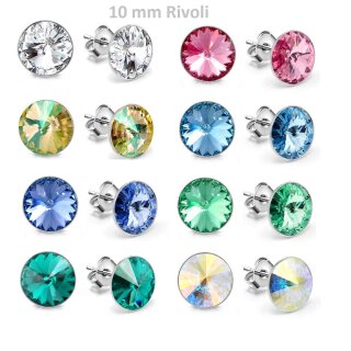 10 mm Rivoli Swarovski Crystals Stud Earrings Genuine Crystal Stud Earrings