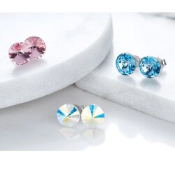 10 mm Swarovski Crystals Stud Earrings with 10 mm Rivoli