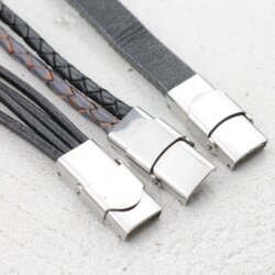 Edelstahl Verschluss 25x15 mm (Ø 12x3 mm) - 1 Stück Armband Verschluss für 12 mm Lederarmbänder