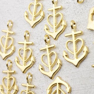 20 Glaube Liebe Hoffnung Anker Charms Anhänger, Gold