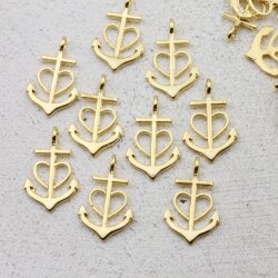 20 Glaube Liebe Hoffnung Anker Charms Anhänger, Gold