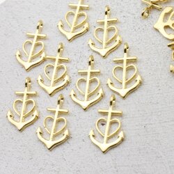 20 Glaube Liebe Hoffnung Anker Charms Anhänger, Gold