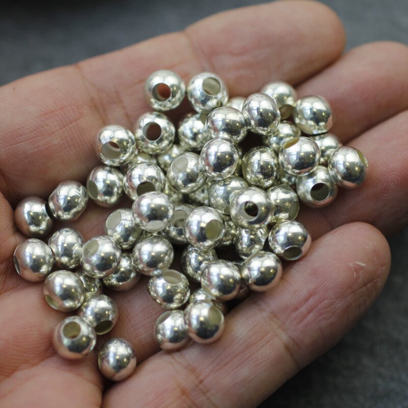 8mm silver sale beads