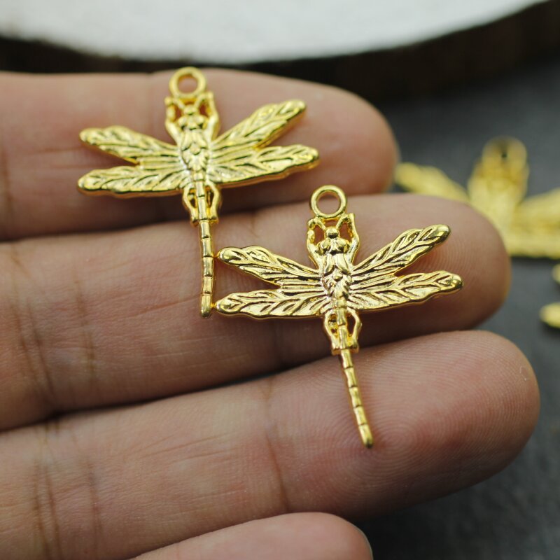 gold dragonfly charms