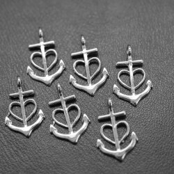 20 Rhodium Plated Faith Love hope Anchor Charms Pendant