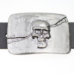 Gürtelschnalle Totenkopf Gunmetal