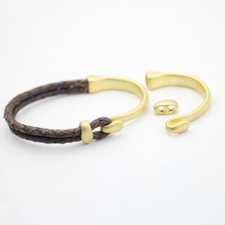 1 Set Matte Gold Plated Hook Clasp Half Cuff Bracelet Findings