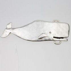 Belt Buckle Whale, Antique Silver