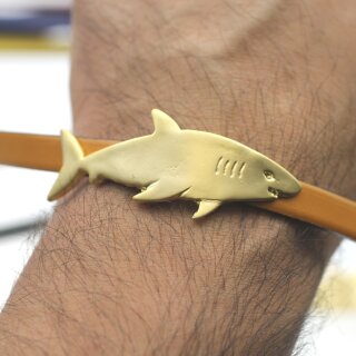 1 Shark Slider Bracelet Finding, Connector for Leather Bracelet, matte gold