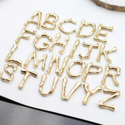 1 Bones, Bamboo Letter Pendant, Rhodium Imitation D