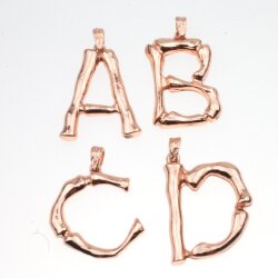 1 Knochen Bambus Buchstaben Anhänger, Rosegold E