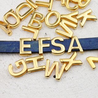 Alphabet Slide Beads, Initial Charms, Alphabet Beads, Letter Beads, Gold Y