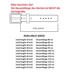 Echt Ledergürtel Dunkelbraun 4 cm ohne Schnalle Wechselgürtel Gürtel Damen Herren 95cm - Gesamtlänge 105cm