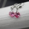 Silver Night Glam Heart Earrings with 10 mm Swarovski Crystals, handmade